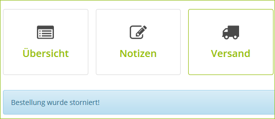 Meldung der Stornierung