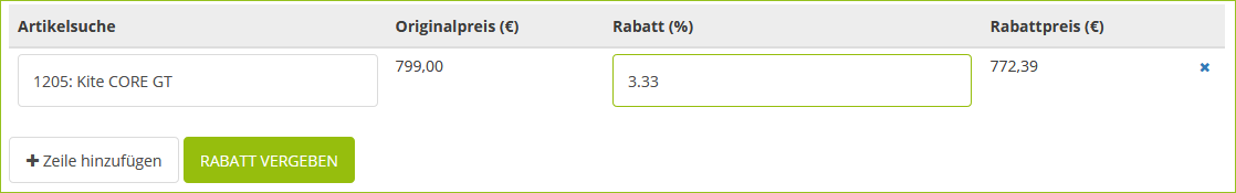 Rabatthöhe