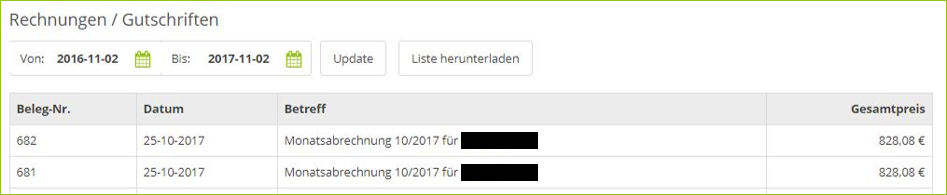 Rechnungen / Gutschriften
