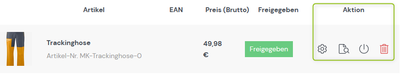 Einen Artikel bearbeiten/aktivieren/deaktivieren/löschen