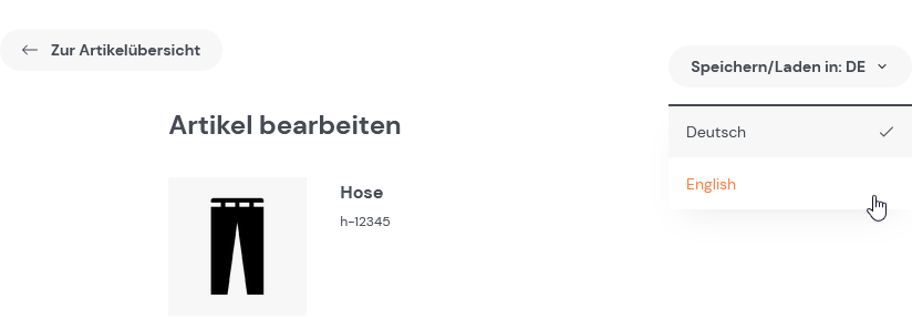 Artikelpflege in mehreren Sprachen