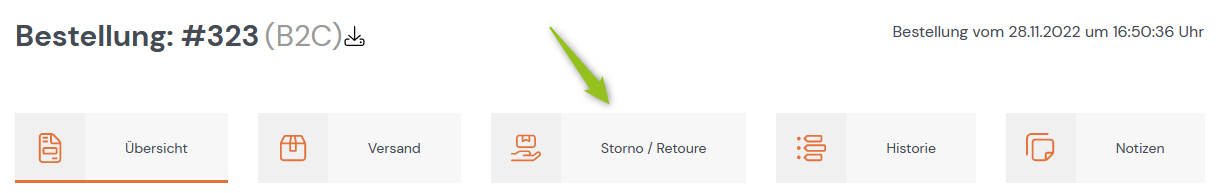Auftrag oder Positionen stornieren