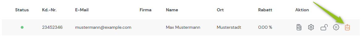 Icon der Bestellliste ist aktiv