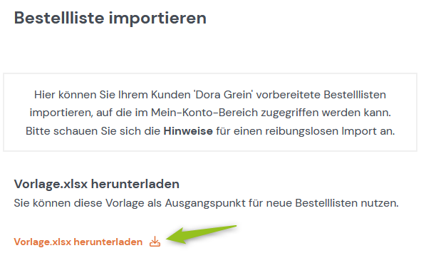 Vorlage für Bestellliste herunterladen