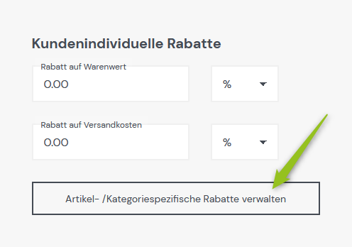 Kundenindividuellen Rabatt auf Kategorien