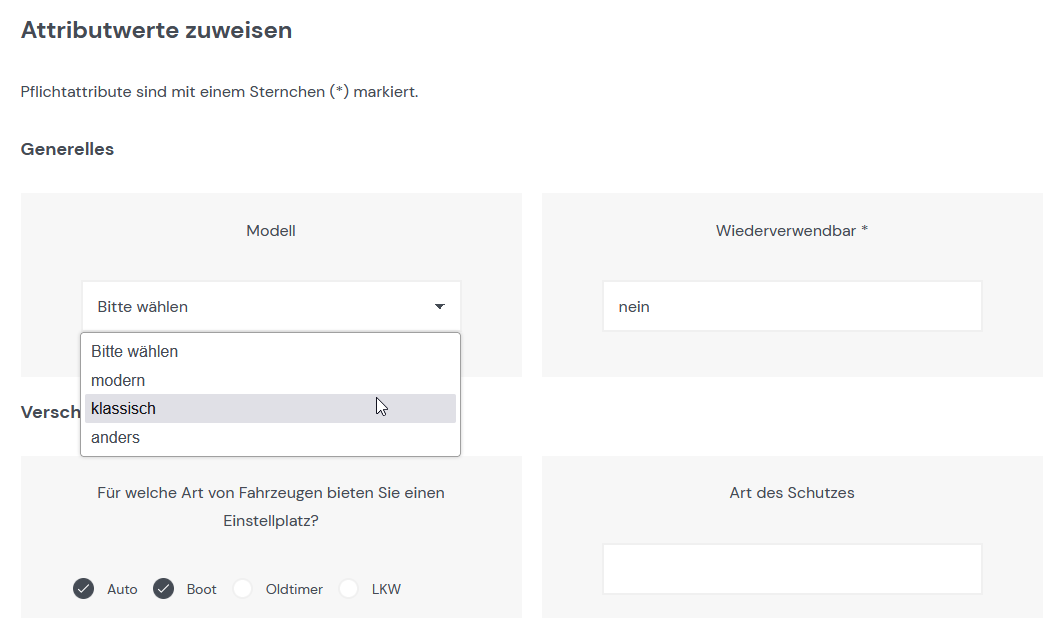 Weitere Attribute