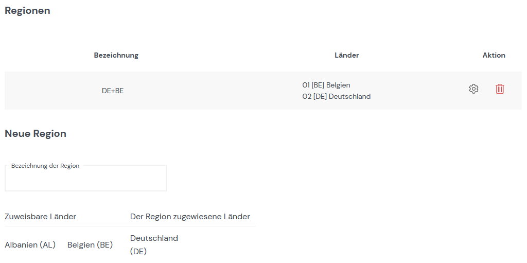 Versandregionen definieren