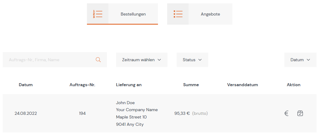 Auftragsübersicht