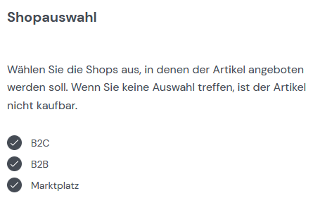 Artikel für Subshops freigeben