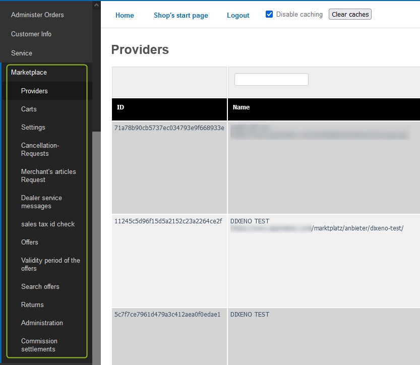 Marketplace module in the OXID backend
