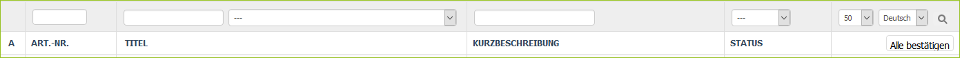 Artikel filtern