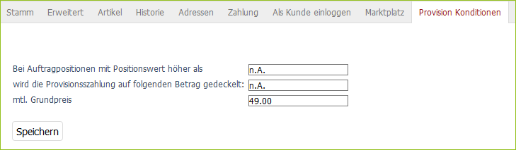 Provision Konditionen