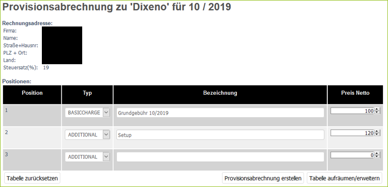 Provisionsabrechnung im Detail