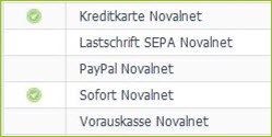 OXID backend: Novalnet