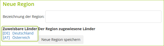 Versandländer bei Anbieter