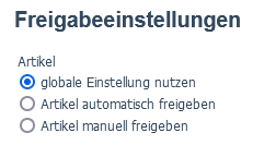 Händlerspezifische Freigabeeinstellung für Artikel
