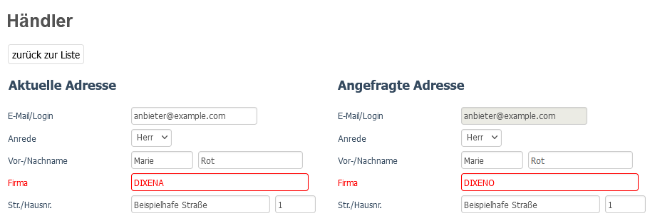 Änderung von Stammdaten