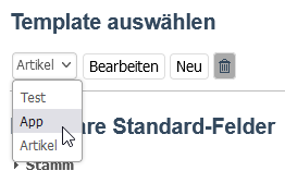 Artikelvorlage wählen