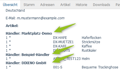 Händler in Bestellungen