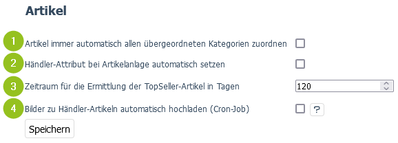 Menüoption: Einstellungen: Artikel im Marktplatz