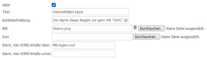 Neue Region anlegen
