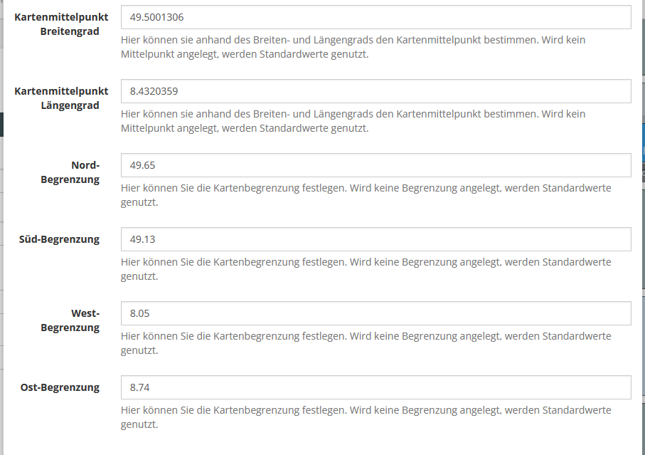 Einstellungen für das Händlerkarte-Widget