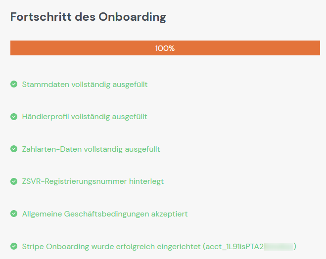 Skala mit Fortschritt des Onboardings