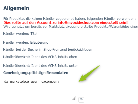 Genehmigungspflichtige Firmendaten definieren