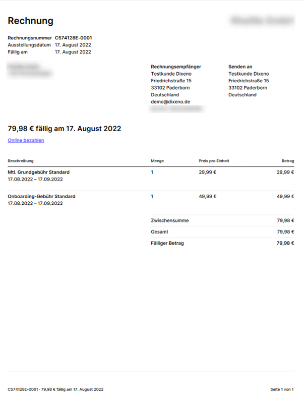 Stripe-Rechnung