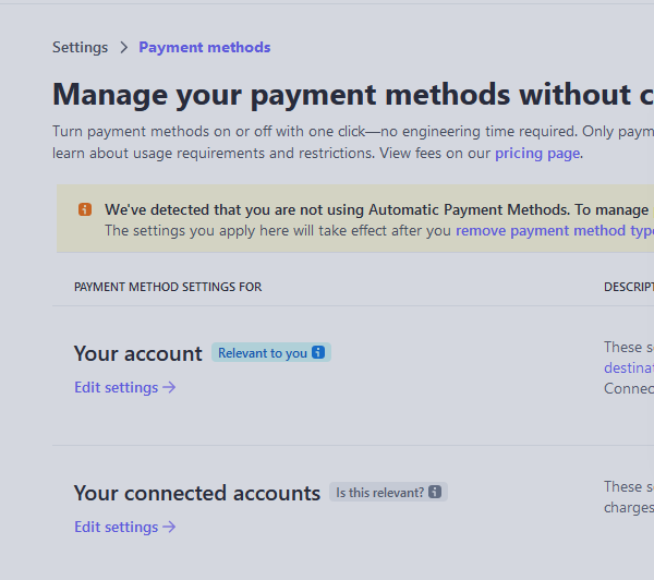Stripe: Your account