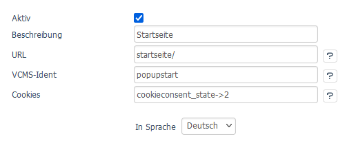 Einstellungen für Pop-Ups