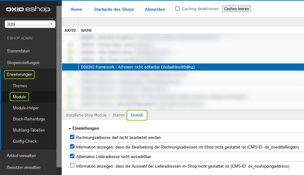 Modul-Einstellungen