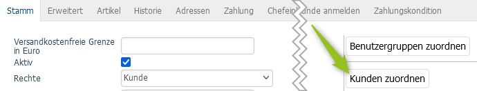 Kunden dem Handelsvertreter zuordnen
