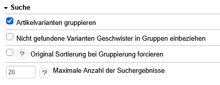 Such-Einstellungen