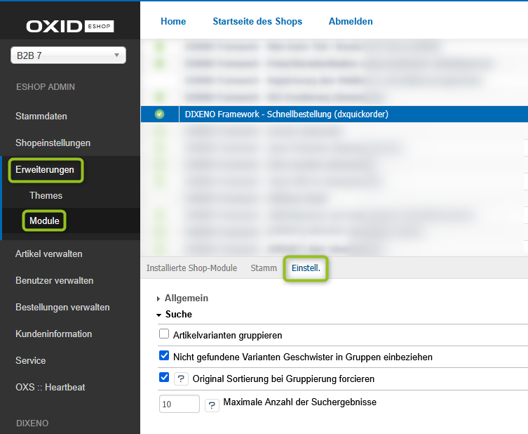 Modul-Einstellungen