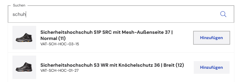 Suche ohne Artikelgruppen