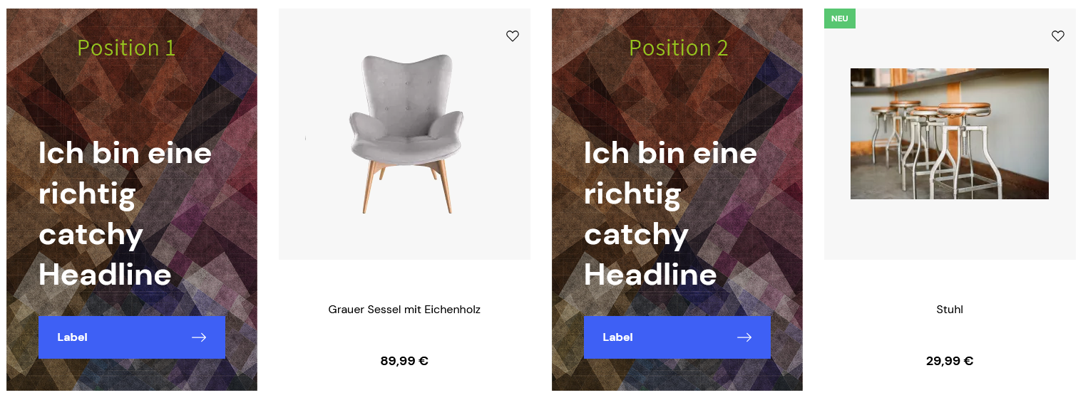Positionen der Störer-Kacheln