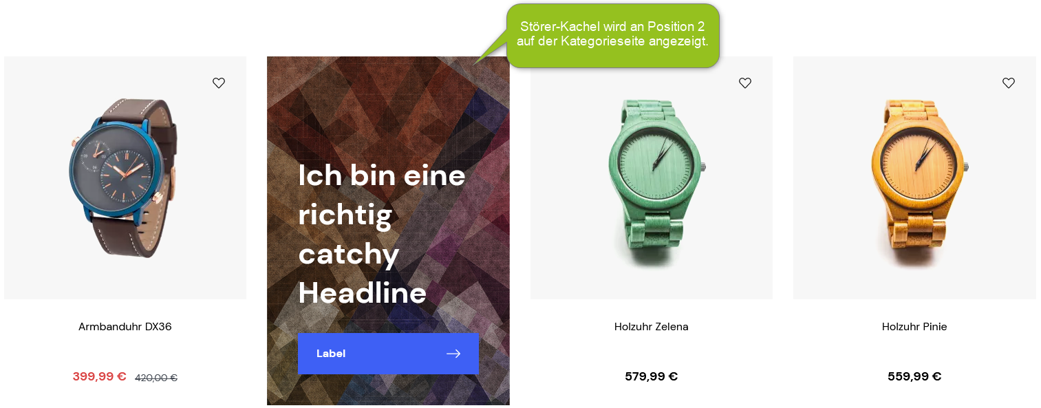 Störer-Kachel auf Kategorieseite