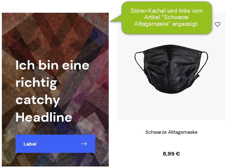 Störer-Kachel bei einem Artikel