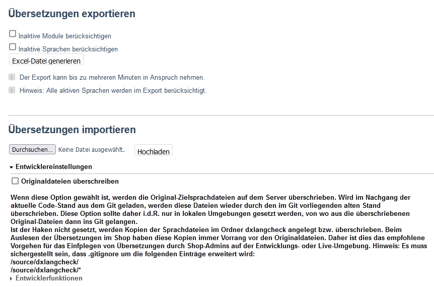 Menüoption: Sprachschlüssel übersetzen