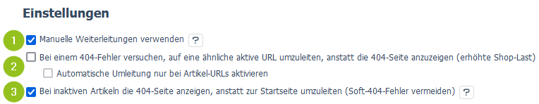 Menüoption: Einstellungen