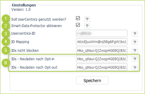 Menüoption: Einstellungen