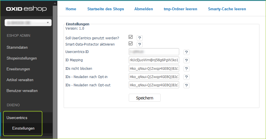 Überblick über das Usercentrics-Modul