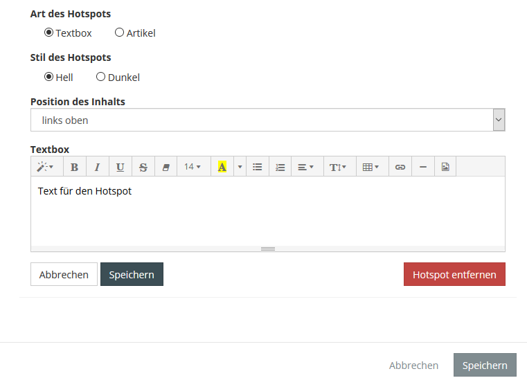 Das Hotspot Widget: Weitere Einstellungen