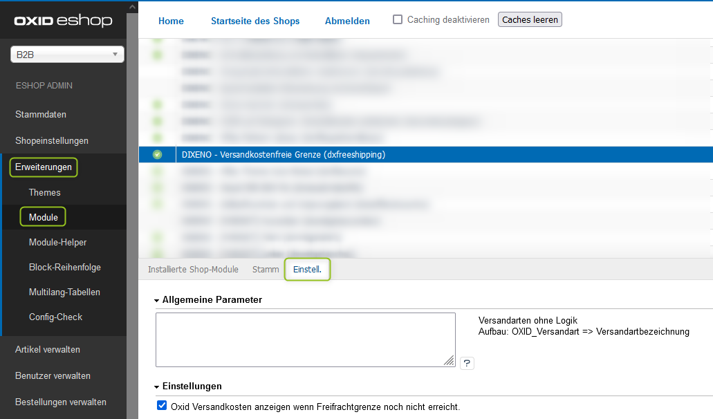 Modul-Einstellungen