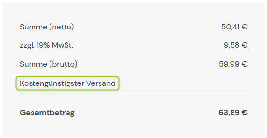 OXID-Versanskosten anzeigen