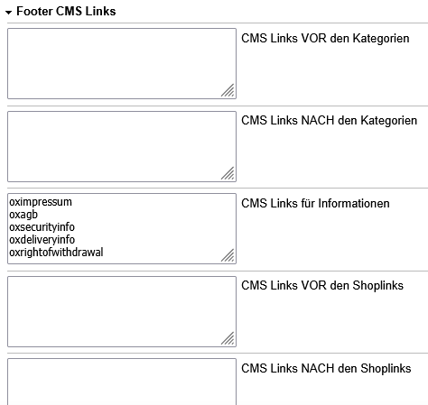 Links im Footer pflegen