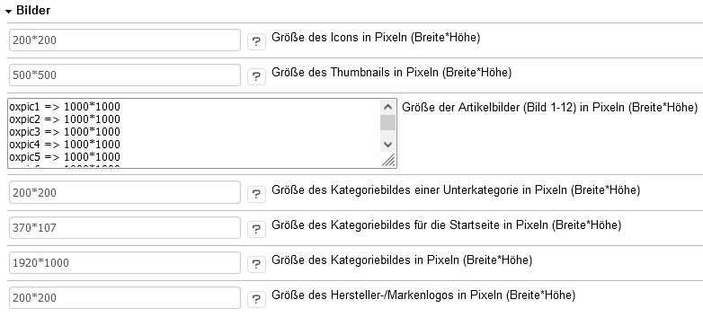 Einstellungen Bilder