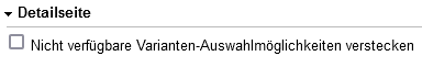 Einstellungen Detailseite
