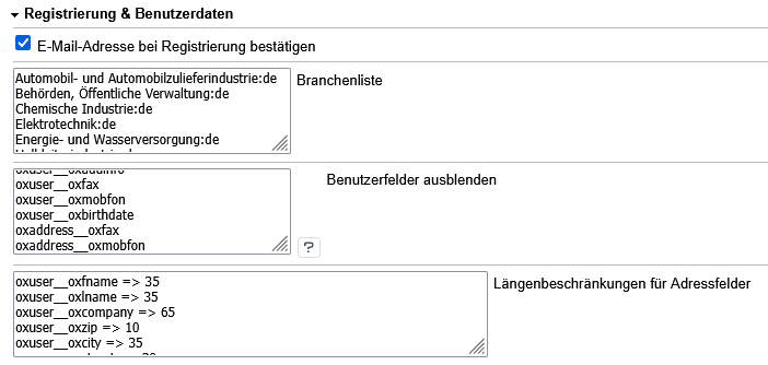 Registrierung und Benutzerdaten